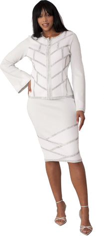 Kayla 5326 white knit skirt suit