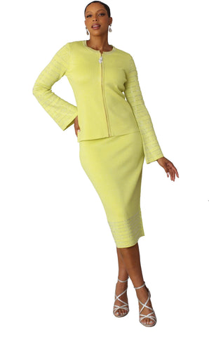 Kayla 5327 lime knit skirt suit