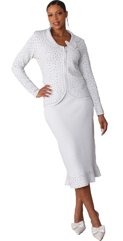 Kayla 5329 silver knit skirt suit