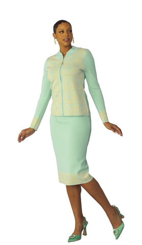 Kayla 5330 aqua knit skirt suit