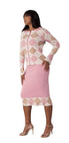 Kayla 5341 Pink bell sleeve knit skirt suit