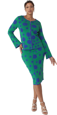Kayla 5343 emerald green knit skirt suit