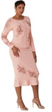 Kayla 5346 pink beaded knit skirt suit