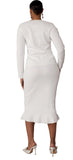 Kayla 5346 white beaded knit skirt suit