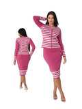Kayla 5347 pink knit skirt suit