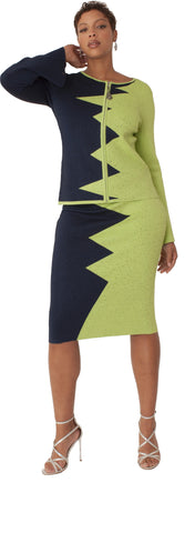 Kayla 5349 green knit skirt suit
