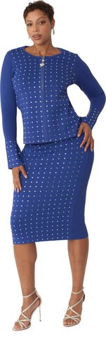 Kayla 5350 royal blue knit skirt suit
