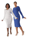 Kayla 5350 white knit skirt suit