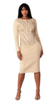 Kayla 5354 gold knit skirt suit