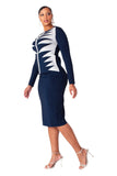 Kayla 5362 navy blue skirt suit