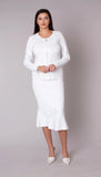 Kayla 5396 white knit skirt suit