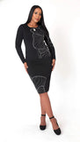 Kayla Knit 5345 black knit skirt suit