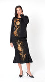 Kayla 5395 black knit skirt suit