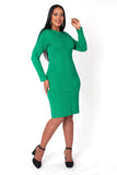 Kayla 5388 emerald green knit dress
