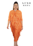 Luxe Moda 463 orange fringe dress