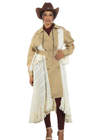 Luxe Moda 471 Khaki Trench Coat