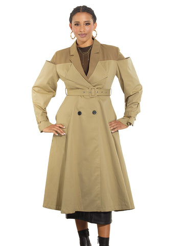 Luxe Moda 476 khaki Trench coat