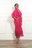 Luxe Moda 482 fuchsia pink skirt suit
