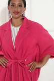 Luxe Moda 482 fuchsia pink fringe skirt suit