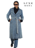 Luxe Moda 486 denim trench coat