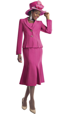 Lily & Taylor 2834 fuchsia skirt suit