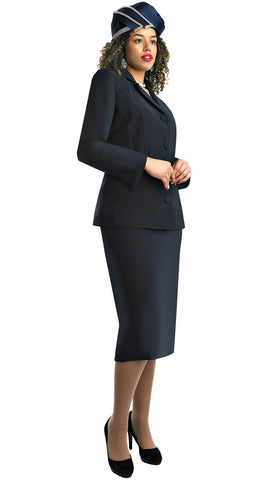 Lily & Taylor 3049 navy blue skirt suit
