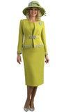 Lily & Taylor 4272 kiwi green skirt suit