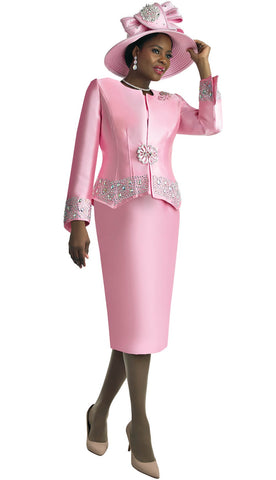 Lily & Taylor 4498 pink skirt suit