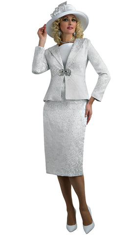 Lily & Taylor 4576 white skirt suit