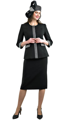 Lily & Taylor 4584 black skirt suit