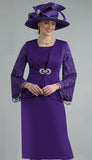 Lily & Taylor 4587 cogic purple skirt suit