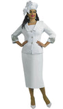 Lily & Taylor 4590 white rhinestone embellished skirt suit