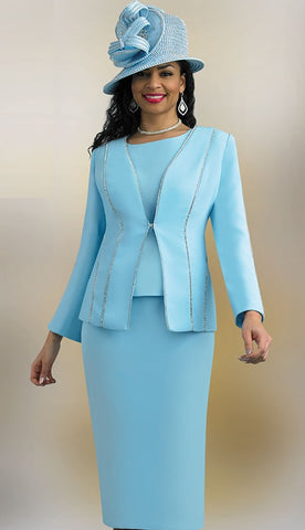Lily & Taylor 4619 baby blue skirt suit
