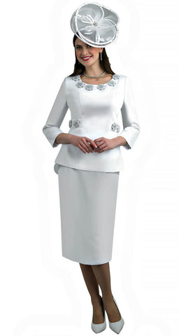 Lily & Taylor 4622 white skirt suit