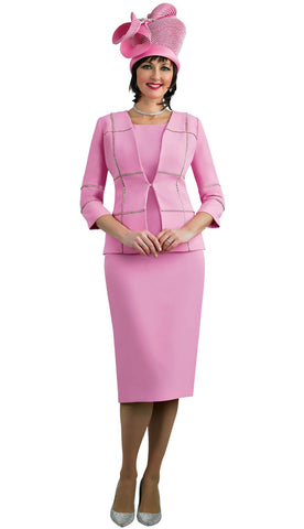 Lily & Taylor 4623 pink skirt suit