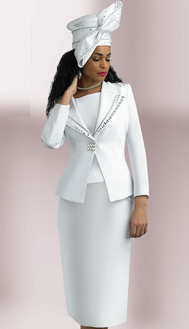 Lily & Taylor 4635 white skirt suit