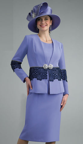 Lily & Taylor 4636 lavender purple skirt suit