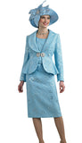 Lily & Taylor 4656 blue skirt suit