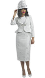 Lily & Taylor 4656 white skirt suit