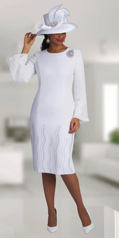 Lily & Taylor 4668 white bell sleeve dress