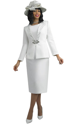 Lily & Taylor 4683 white skirt suit