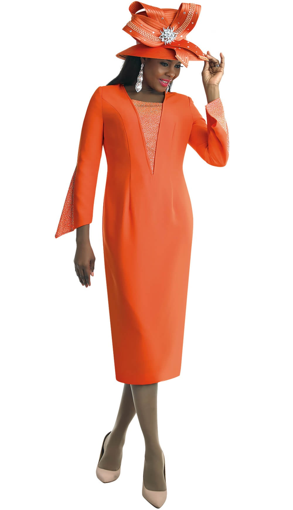 orange lily dress Embroidered Puff Sleeve Midi Dress by Lily & Taylor