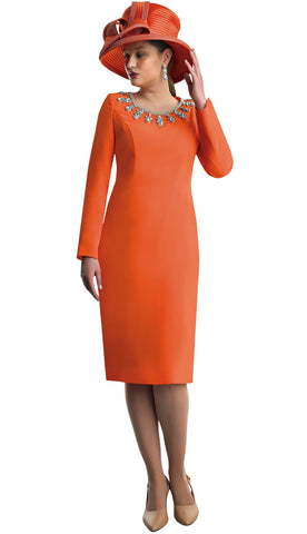 Lily & Taylor 4787 orange French crepe dress