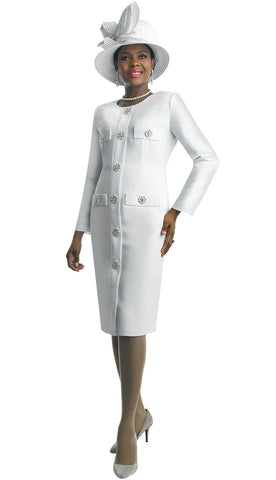Lily & Taylor 4790 white French crepe dress