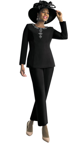 Lily & Taylor 4791 black French crepe pant suit