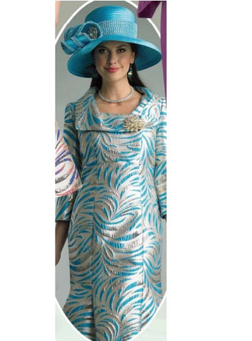 Lily & Taylor 4806 jacquard turquoise dress