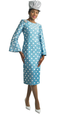 Lily & Taylor 4816 blue polka dot dress