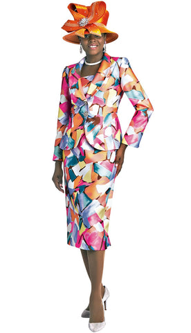 Lily & Taylor 4829 multi colored skirt suit