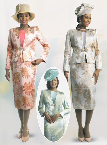 Lily & Taylor 4855 msuve brocade skirt suit