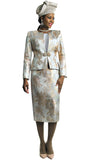 Lily & Taylor 4855 silver brocade skirt suit